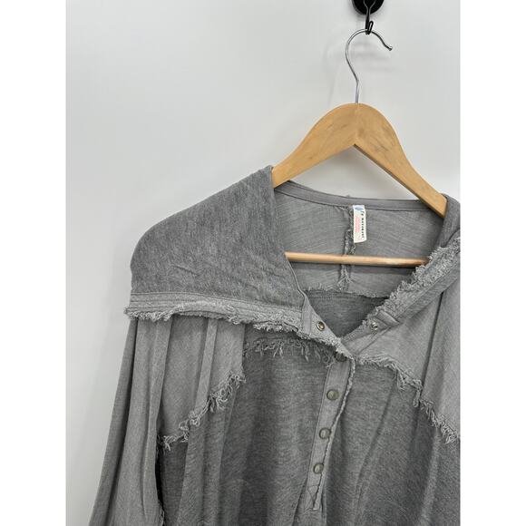 Free People Movement Windy Meadow Hoodie Heather Grey Women Small Oversized - Picture 5 of 10